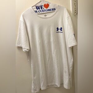 NWOT Under Armour Freedom White Tee with Blue Accent - XXL - Perfect Condition